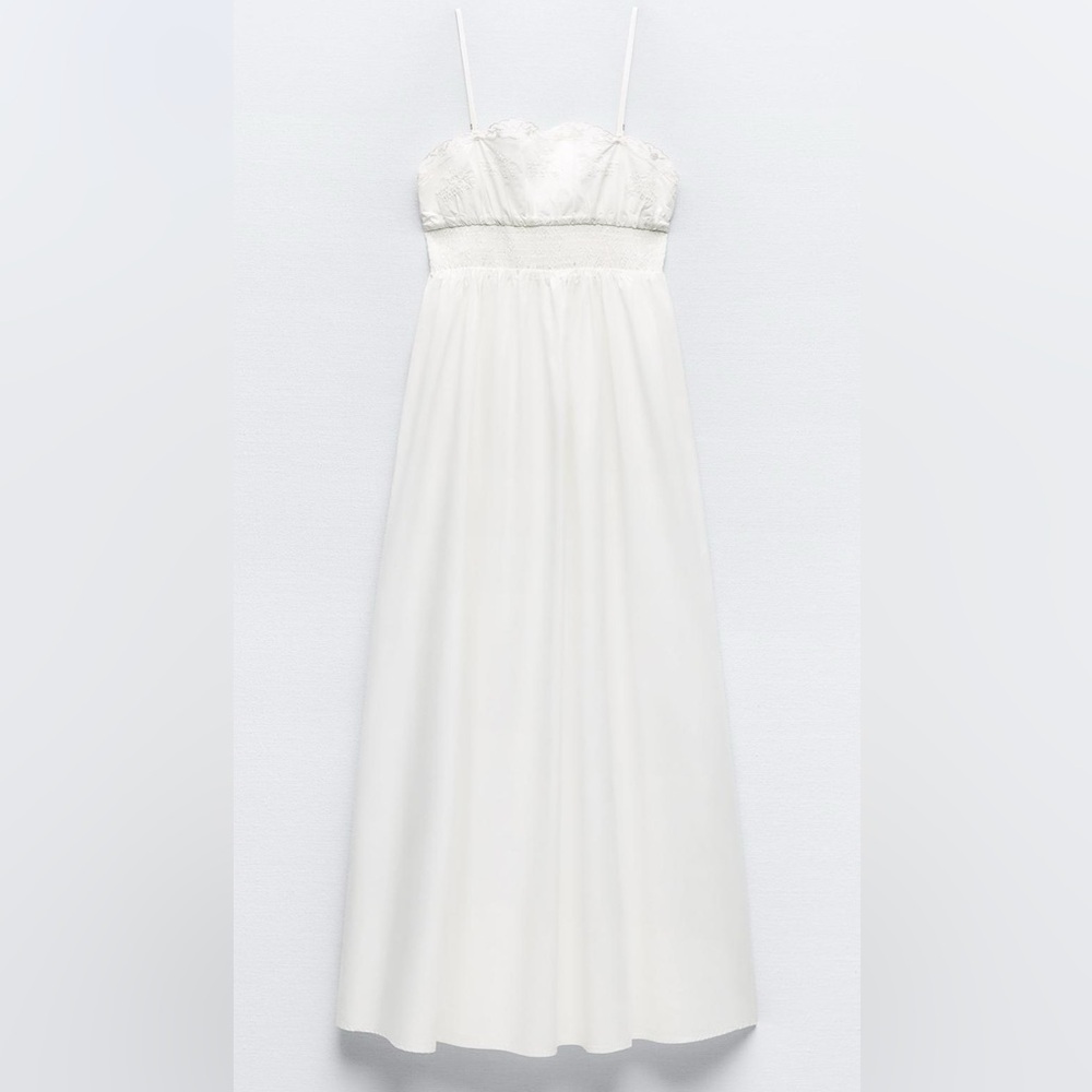 NWT Zara Embroidered Poplin Dress